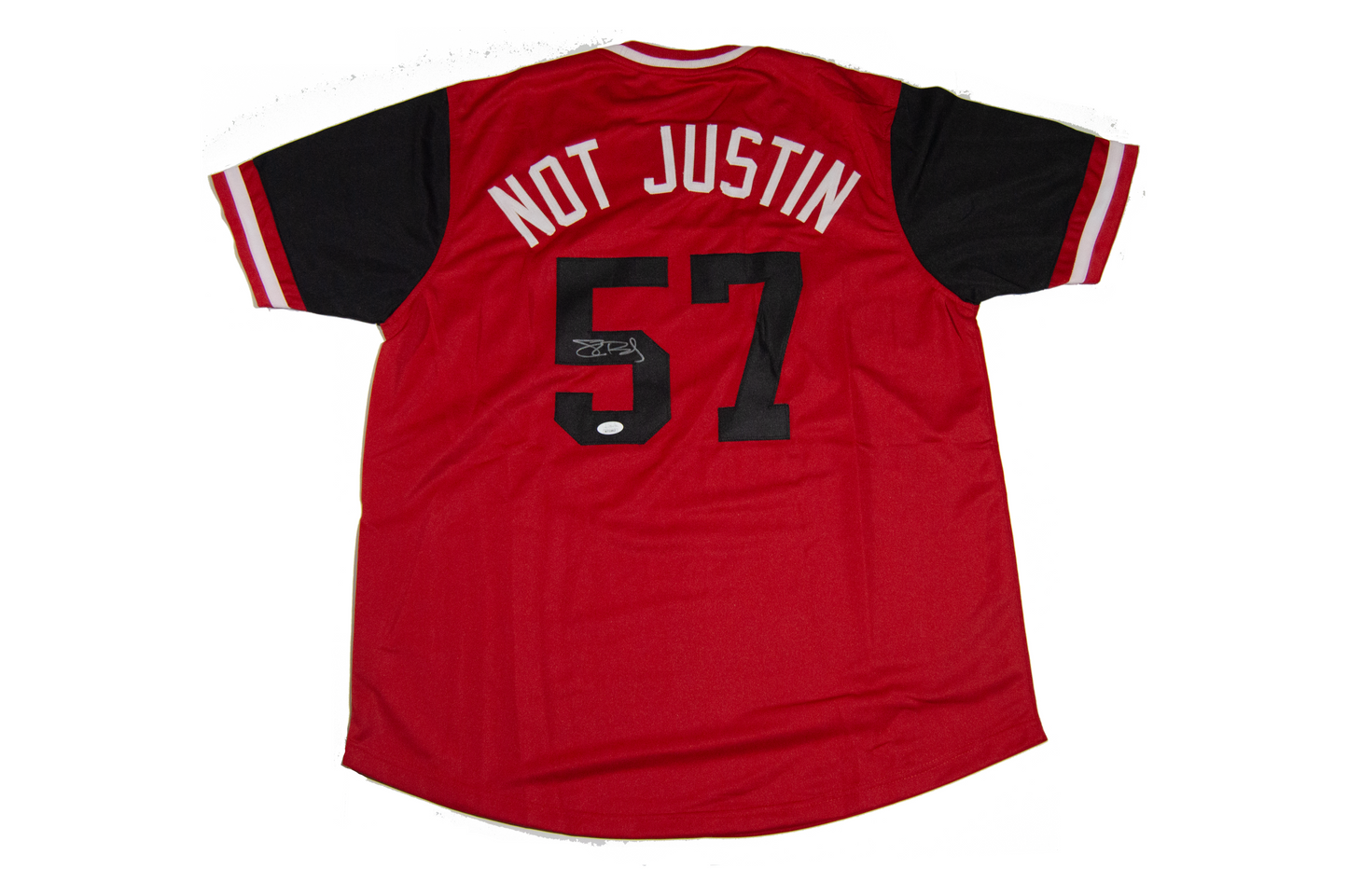 Shane Bieber Autographed Red Cleveland 'Not Justin' Custom Jersey