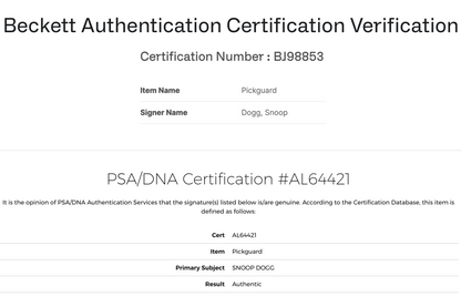 Snoop Dogg Autographed Guitar