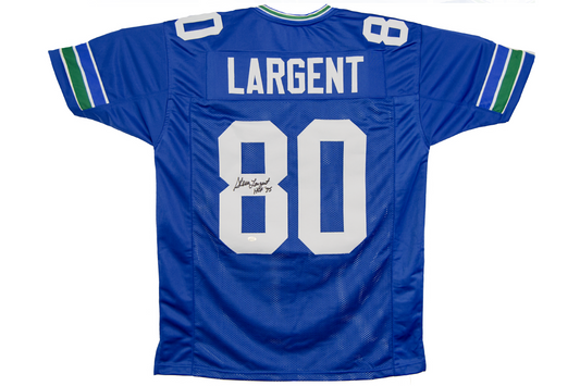 Steve Largent Autographed Custom Blue Seattle Jersey (HOF 95)