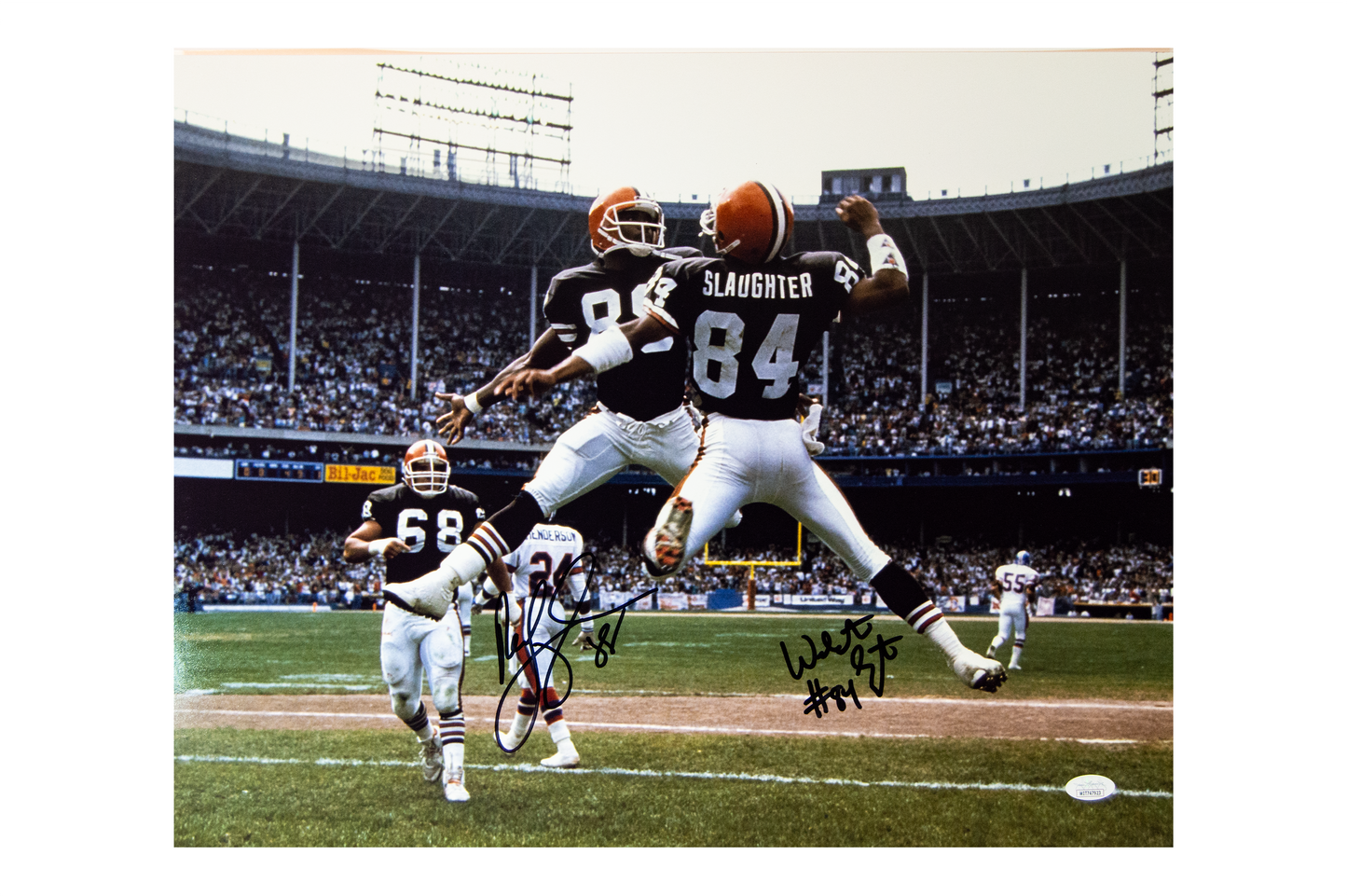 Webster Slaughter and Reggie Langhorne Autographed 16x20 Cleveland Browns Photo