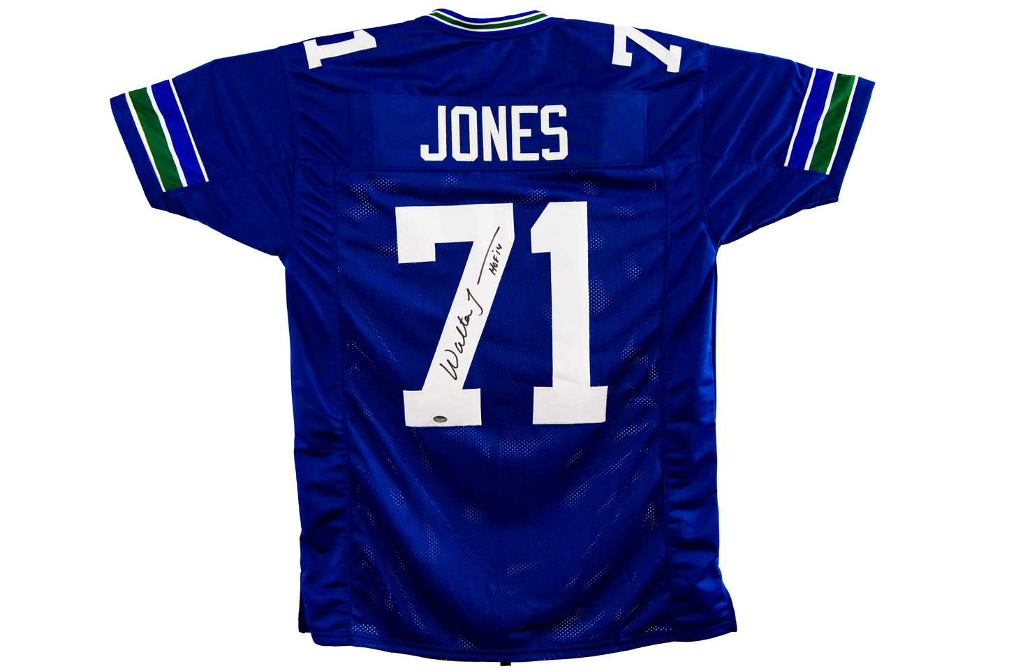 Walter Jones Autographed Blue Custom Seattle Jersey (HOF '14)