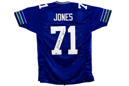 Walter Jones Autographed Blue Custom Seattle Jersey (HOF '14)