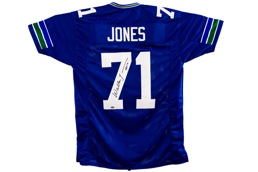 Walter Jones Autographed Blue Custom Seattle Jersey (HOF '14)