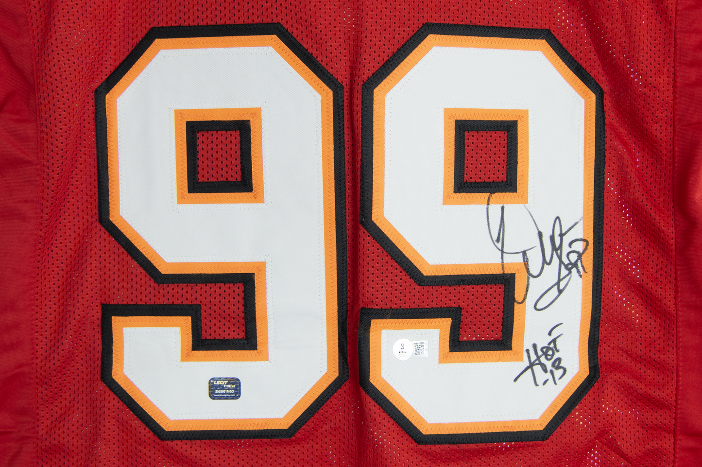 Warren Sapp Autographed Red Custom Tampa Bay Buccaneers Jersey (HOF '13)