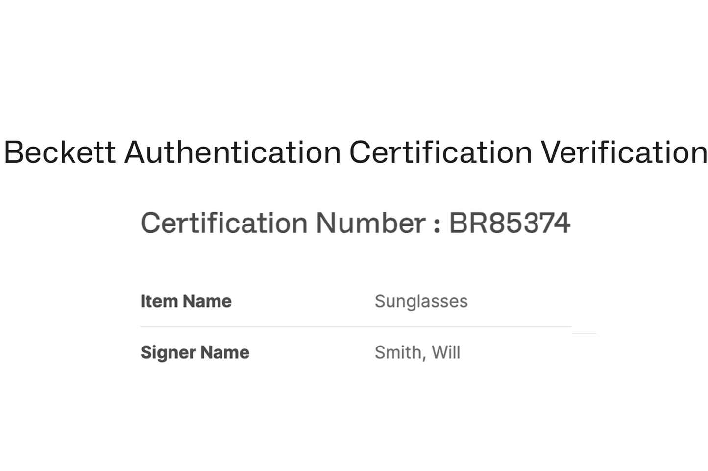 Will Smith Autographed Sunglasses