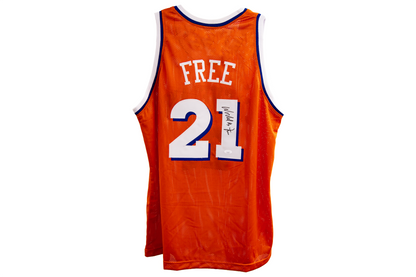World B Free Autographed Custom Orange Cleveland Jersey