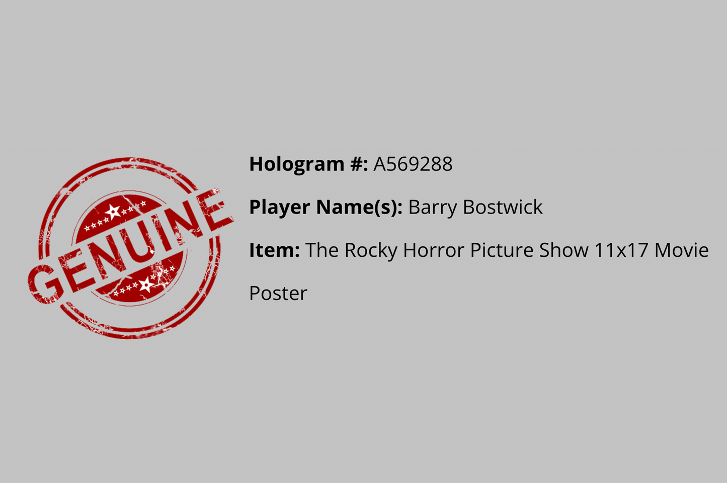 Barry Bostwick Autographed 'Rocky Horror Picture Show' Poster