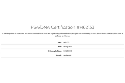 Lou Reed Autographed Guitar