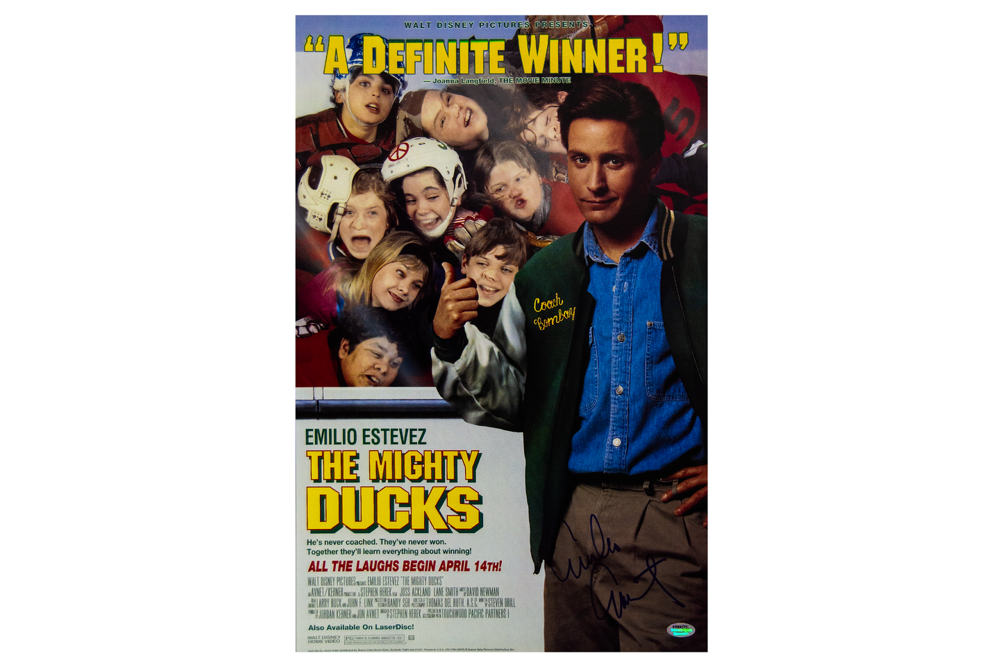 Emilio Estevez Autographed 'Mighty Ducks' Poster