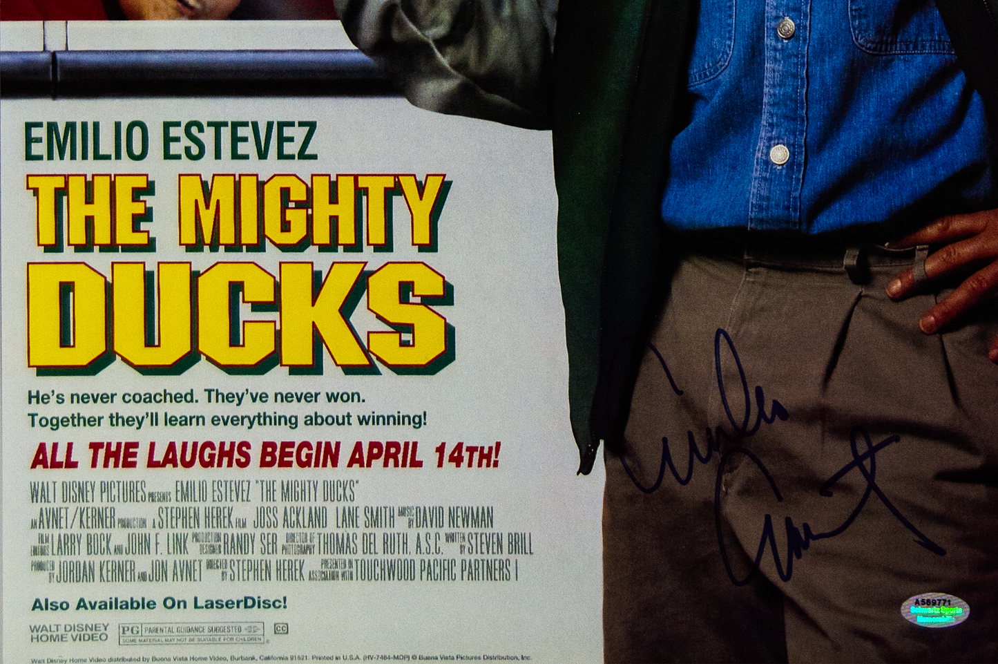 Emilio Estevez Autographed 'Mighty Ducks' Poster